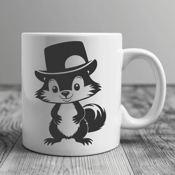 Cute Cartoon Skunk in Hat A cartoon skunk wearing a hat, created as vector art for digital and printable projects.
