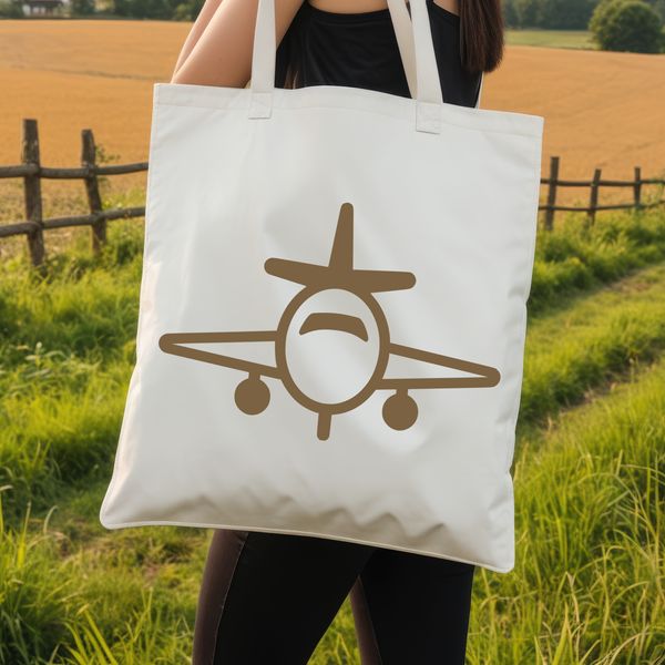 An aeroplane vector graphic silhouette with clean lines and simple design.