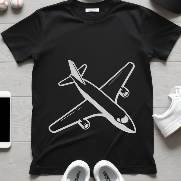 Silhouette of a passenger airplane with details suitable for cutting machine designs.