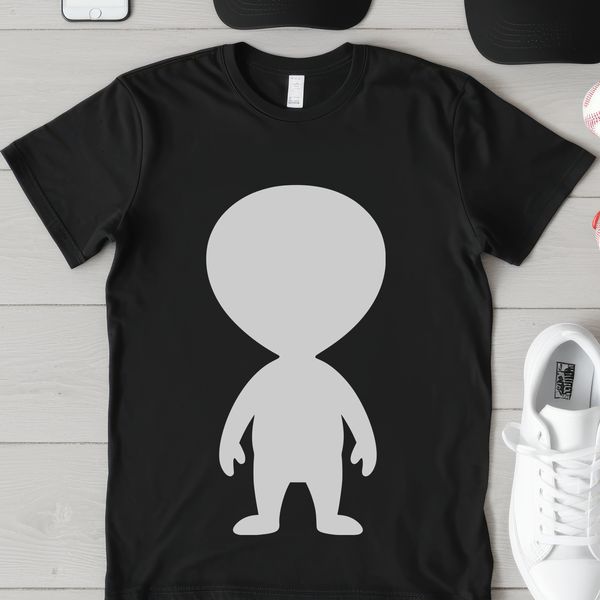 Alien character designed with clean lines and modern style, ideal for sci-fi themed projects.