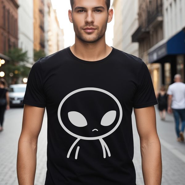 Alien graphic in a sci-fi style, designed as a vector silhouette.