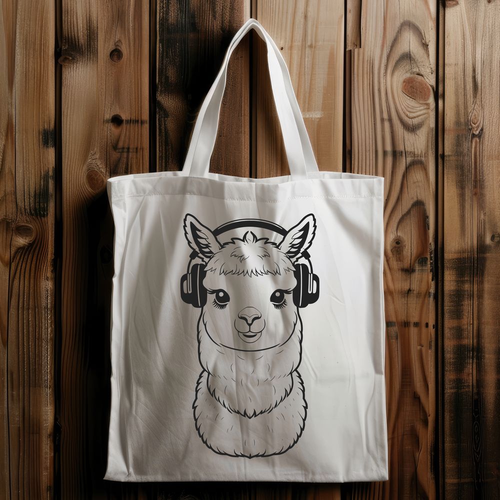 Relaxing Alpaca with Headphones A digital illustration of a relaxed alpaca wearing headphones, suitable for vector graphics and design projects.