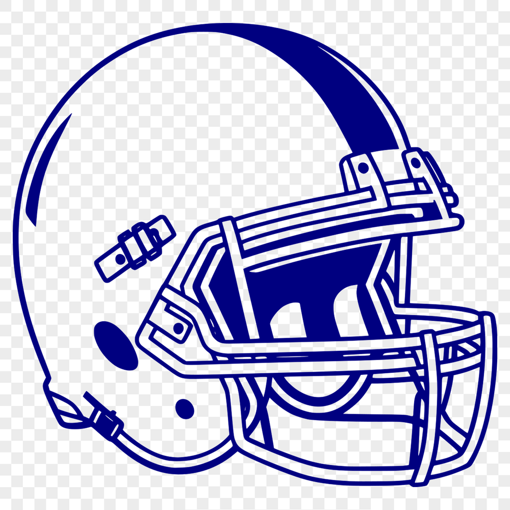 American football player in action, sporting a protective helmet and pads.