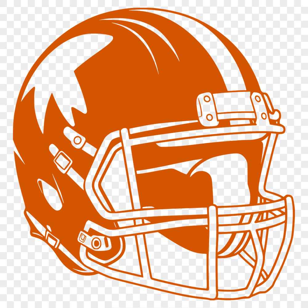 Football Player's Helmet Silhouette An American football player's helmet with a face mask and chin strap, surrounded by an outline.