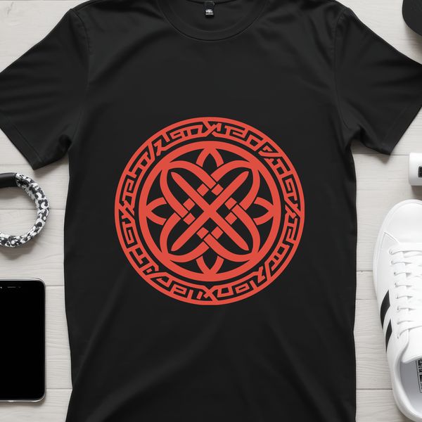 Vector art silhouette of a Celtic design with decorative motifs.