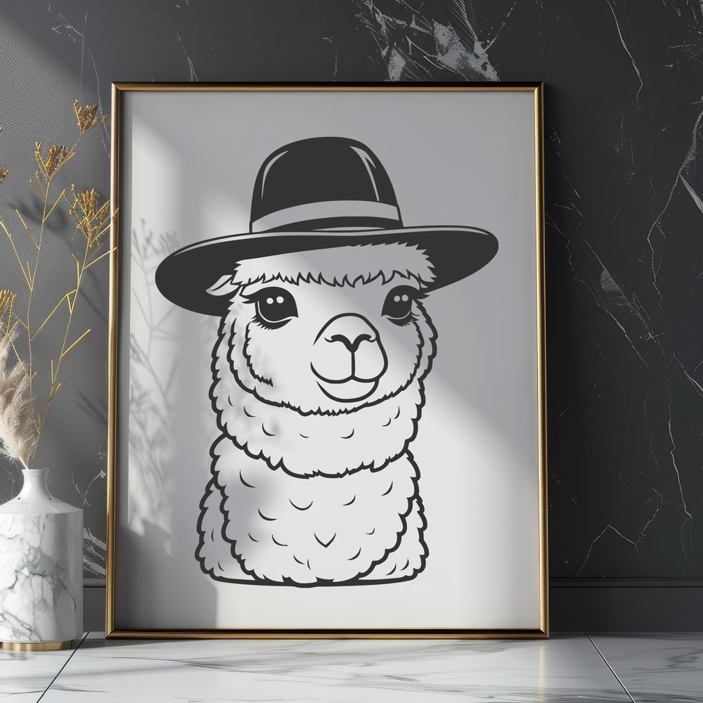 Cute Alpaca Wearing a Chullo Hat A digital illustration of a South American camelid wearing a hat.