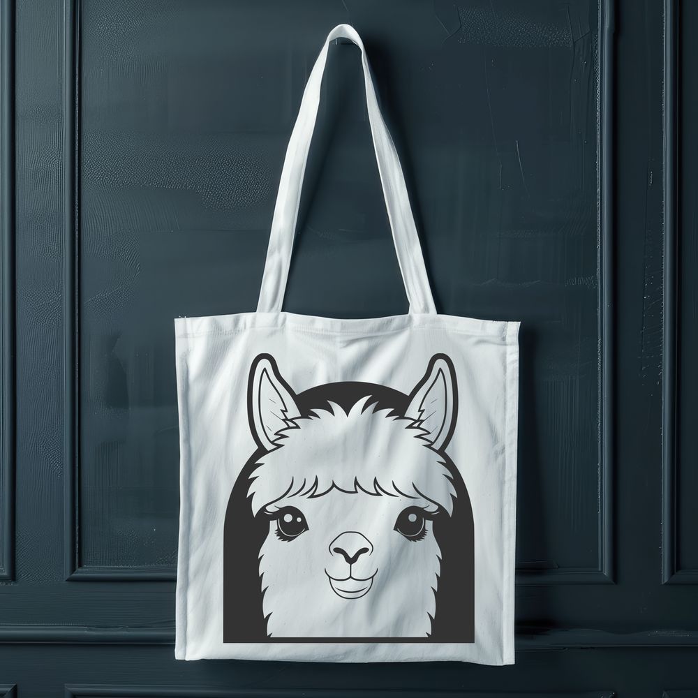 Free Vector Art of a Llama Relative An illustration of a calm alpaca standing in a field, suitable for vector art and digital design.