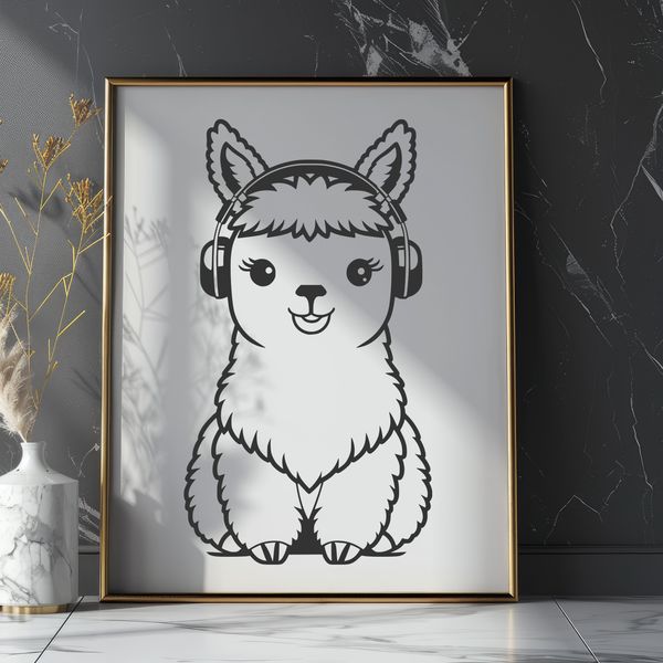An SVG illustration of a South American camelid animal with long neck and legs.