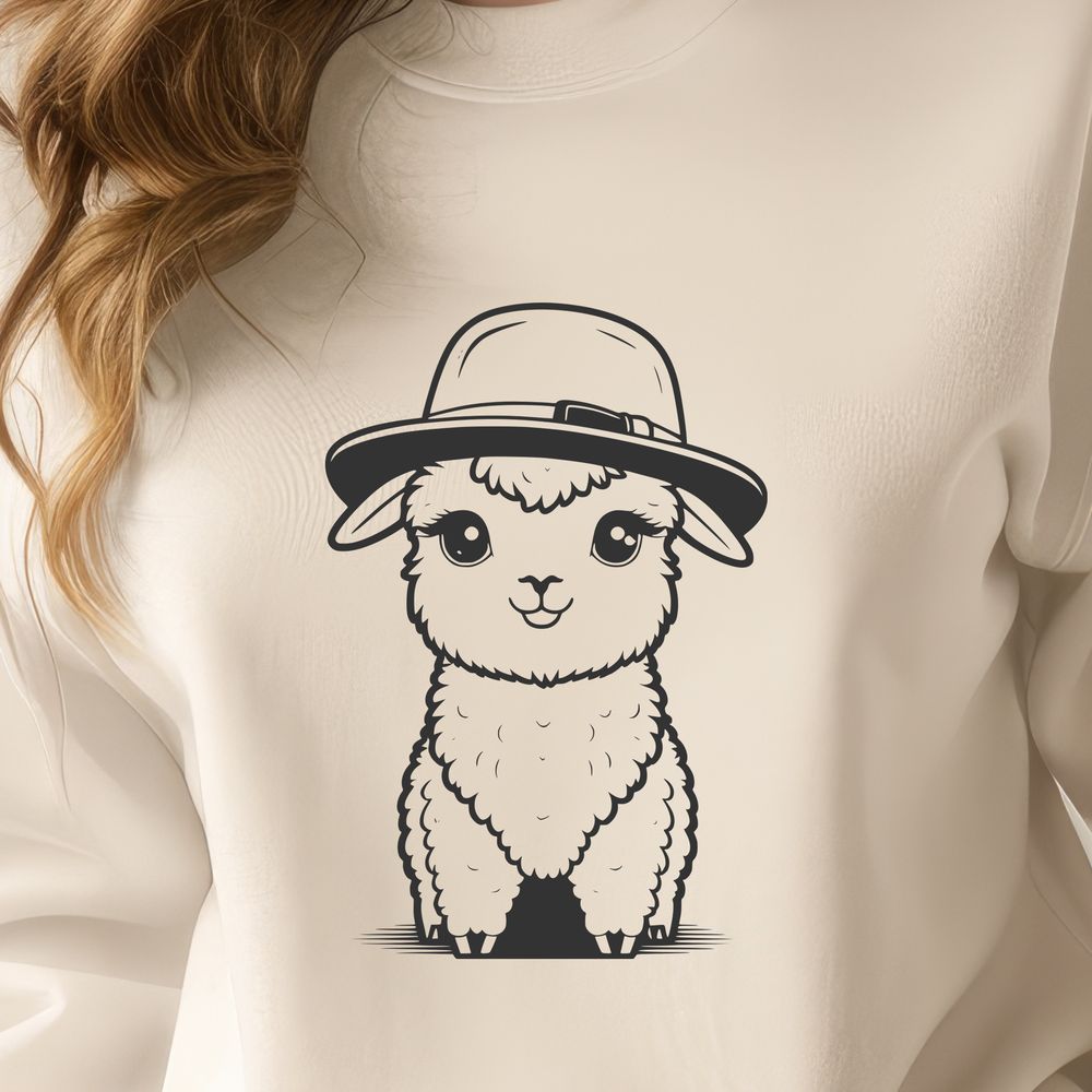 Adorable Andean Camelid Silhouette A South American camelid with a distinctive appearance, sporting a traditional hat.