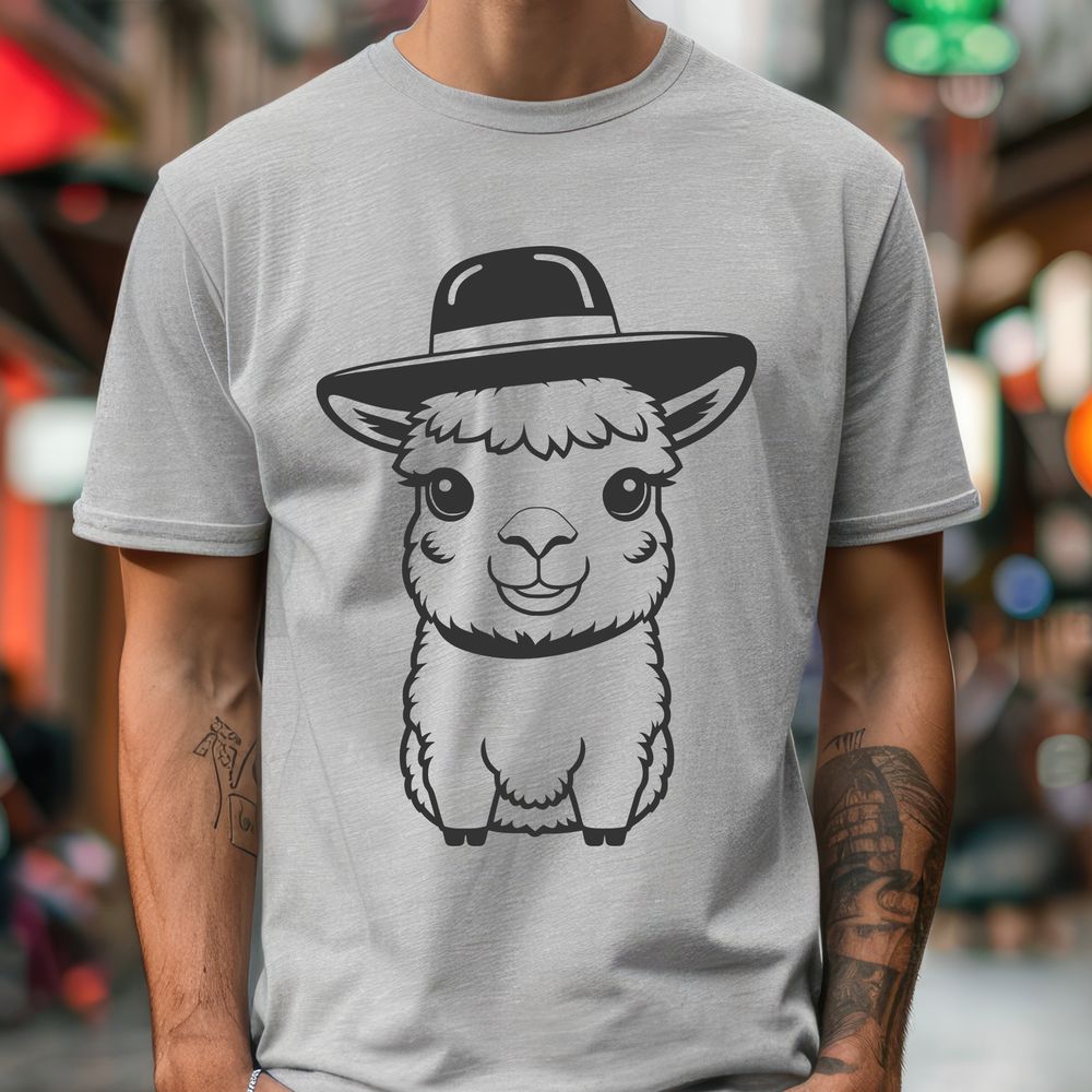 Cute Alpaca Head Accessory Design A vector graphic design featuring a single alpaca animal with a head accessory.
