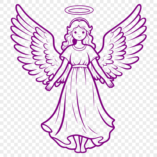 Gentle Angel Silhouette A vector illustration of a gentle angel with wings and halo.