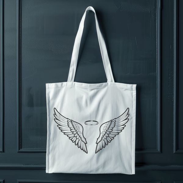 Beautiful Angel Wing Silhouette A pair of stylized angel wings with a subtle halo effect, suitable for digital design projects.