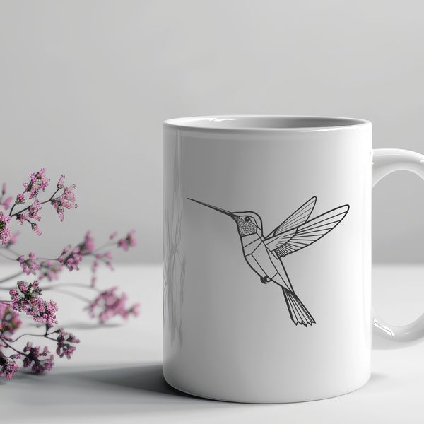 Whimsical Vector Bird Design A colorful illustration of a hummingbird in flight, designed as a vector graphic for digital and print use.