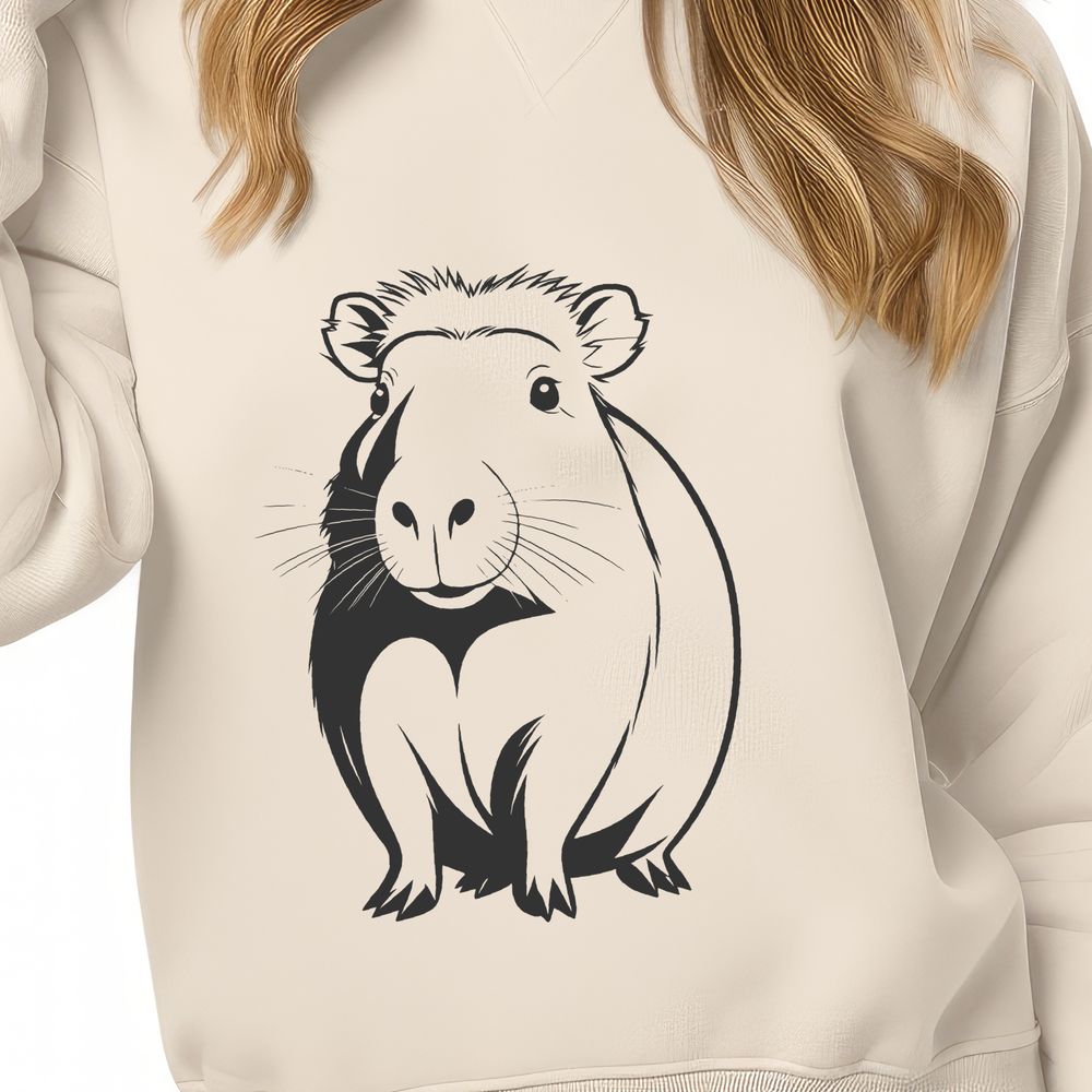 Rodent Portrait in Detail A detailed illustration of a capybara, a large rodent native to South America, available as a vector graphic.