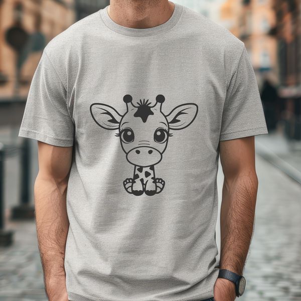 A high-quality SVG illustration of a giraffe in a natural habitat setting.