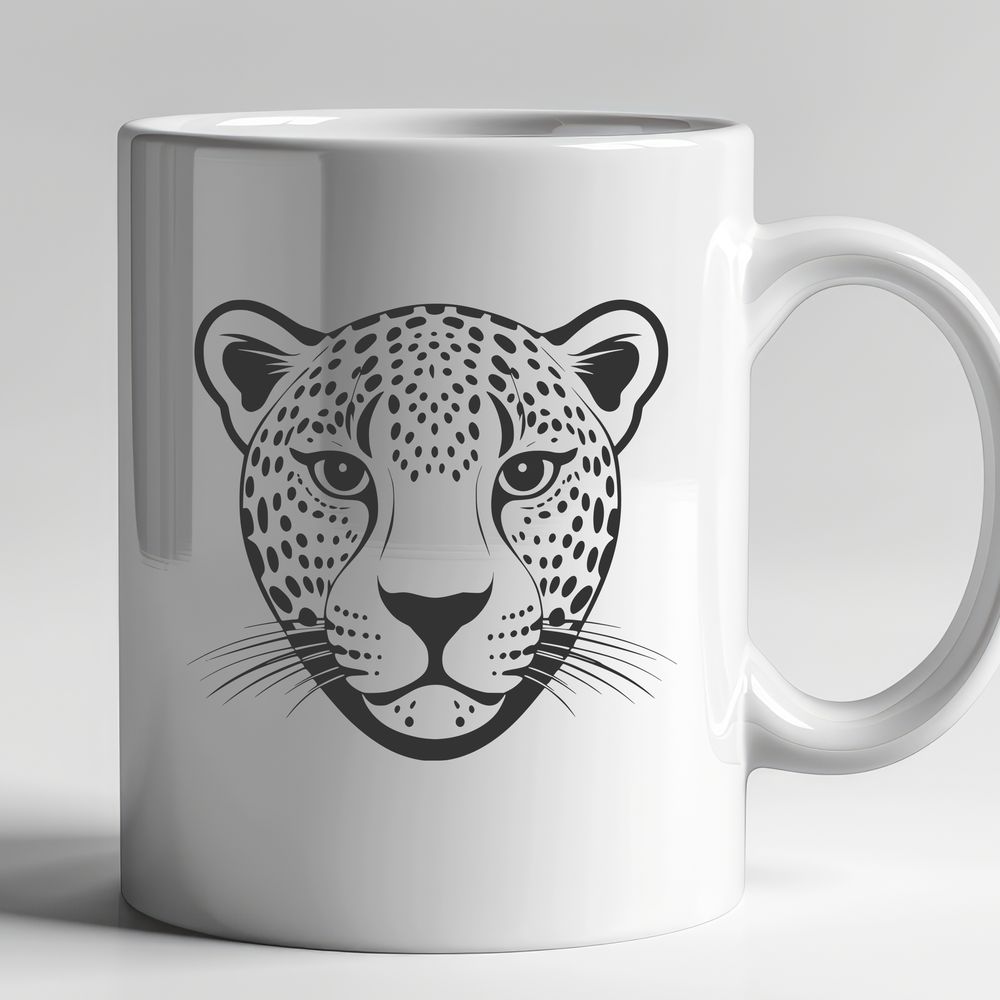 Majestic Jaguar Close-up A detailed SVG vector art illustration of the head of a jaguar, a large cat species known for its distinctive coat patterns.