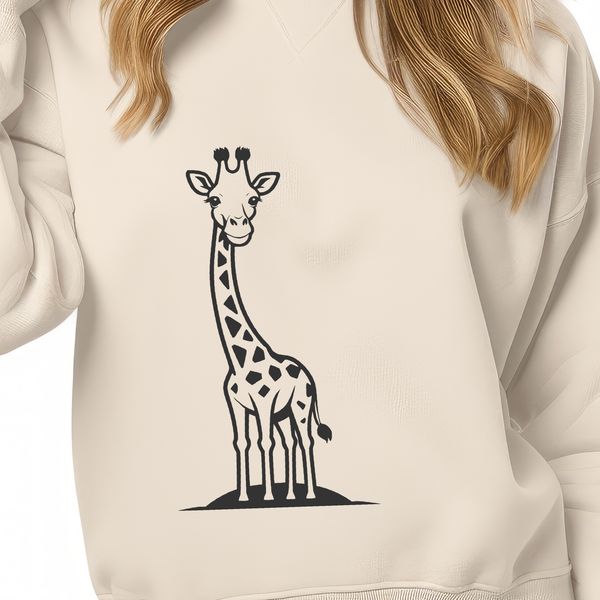 Savannah Scene with Giraffe A digital illustration of a giraffe in a savannah landscape.