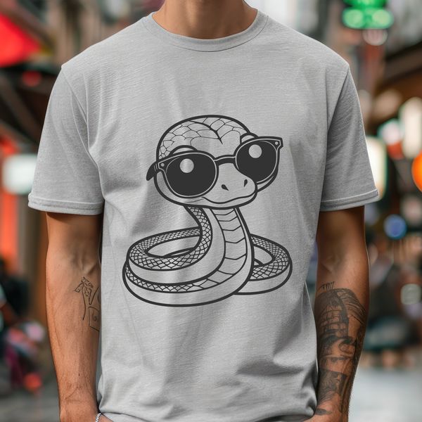 Vector Snake with a Twist A digital illustration of a reptile wearing sunglasses, created as a vector design.