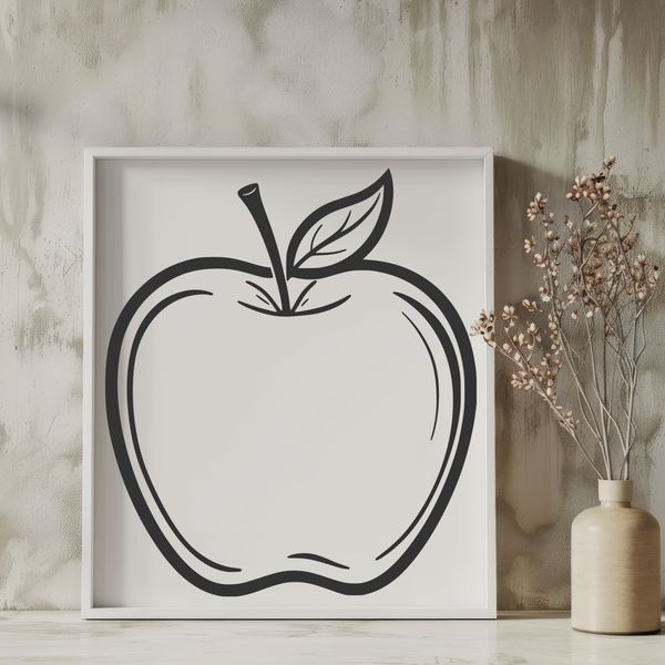 Ripe Red Apple Illustration A simple illustration of a ripe red apple with a stem.