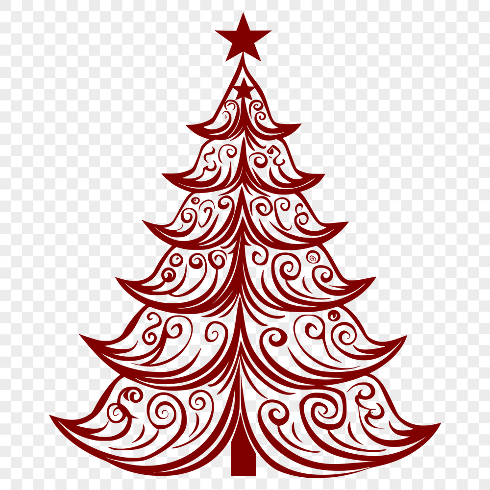 Free Unique Christmas Tree Digital Drawing