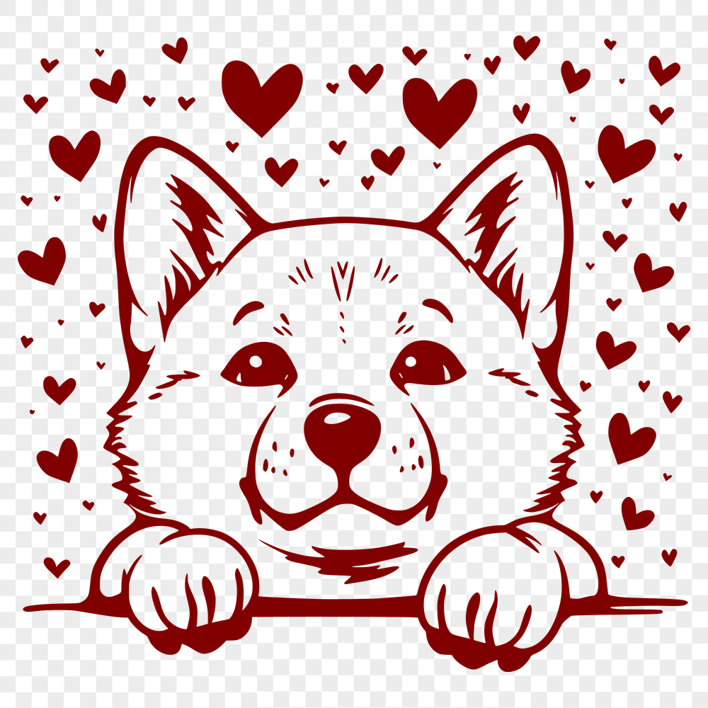 Unique Peeking Shiba Inu Vector Drawing