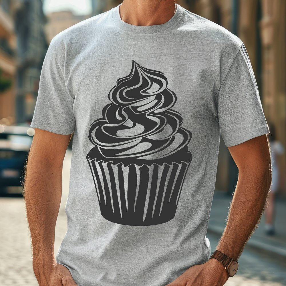 Vector Cupcake Illustration A single cupcake made with vector lines, perfect for cutting out or editing in graphic design software.