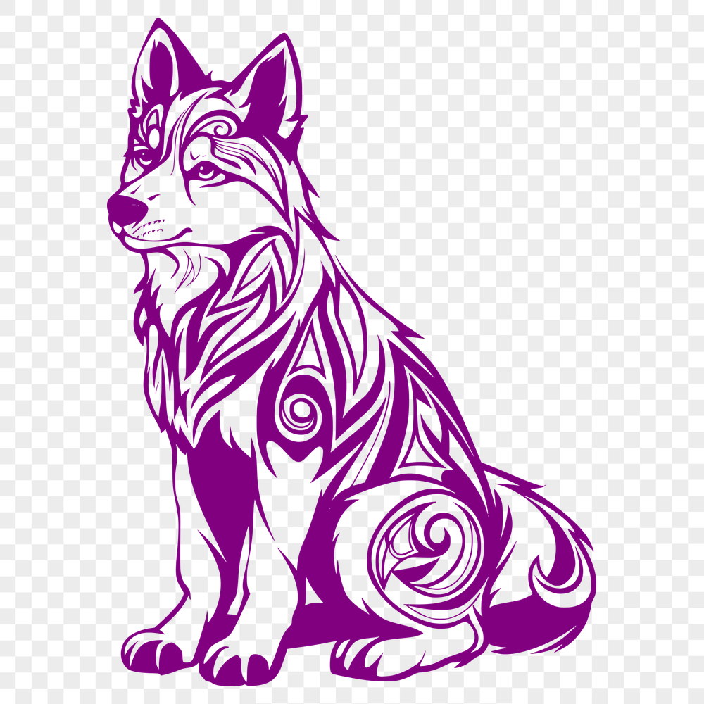 Beautiful Sitting Husky - SVG