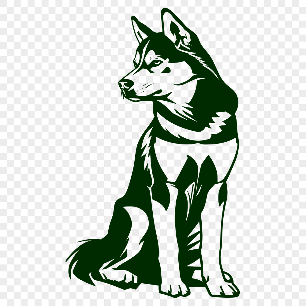 Artistic Sitting Husky Digital Art