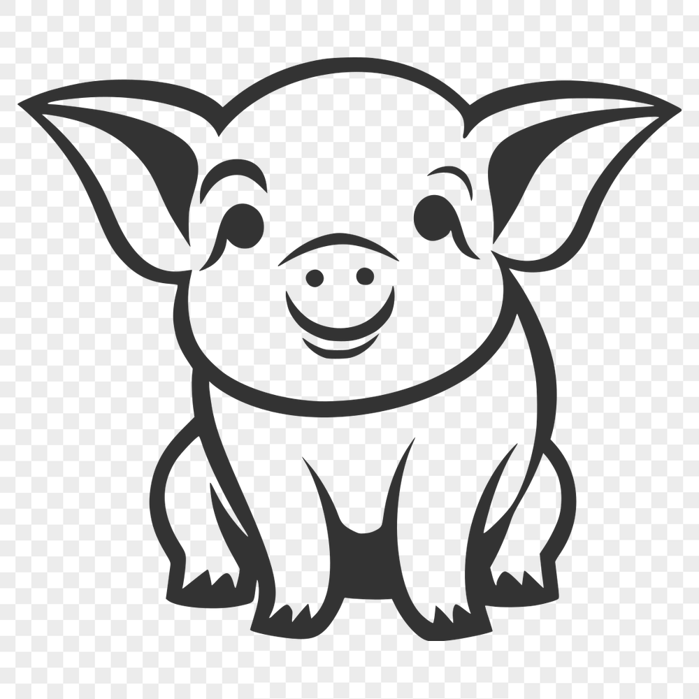 Cute Sitting Pig SVG