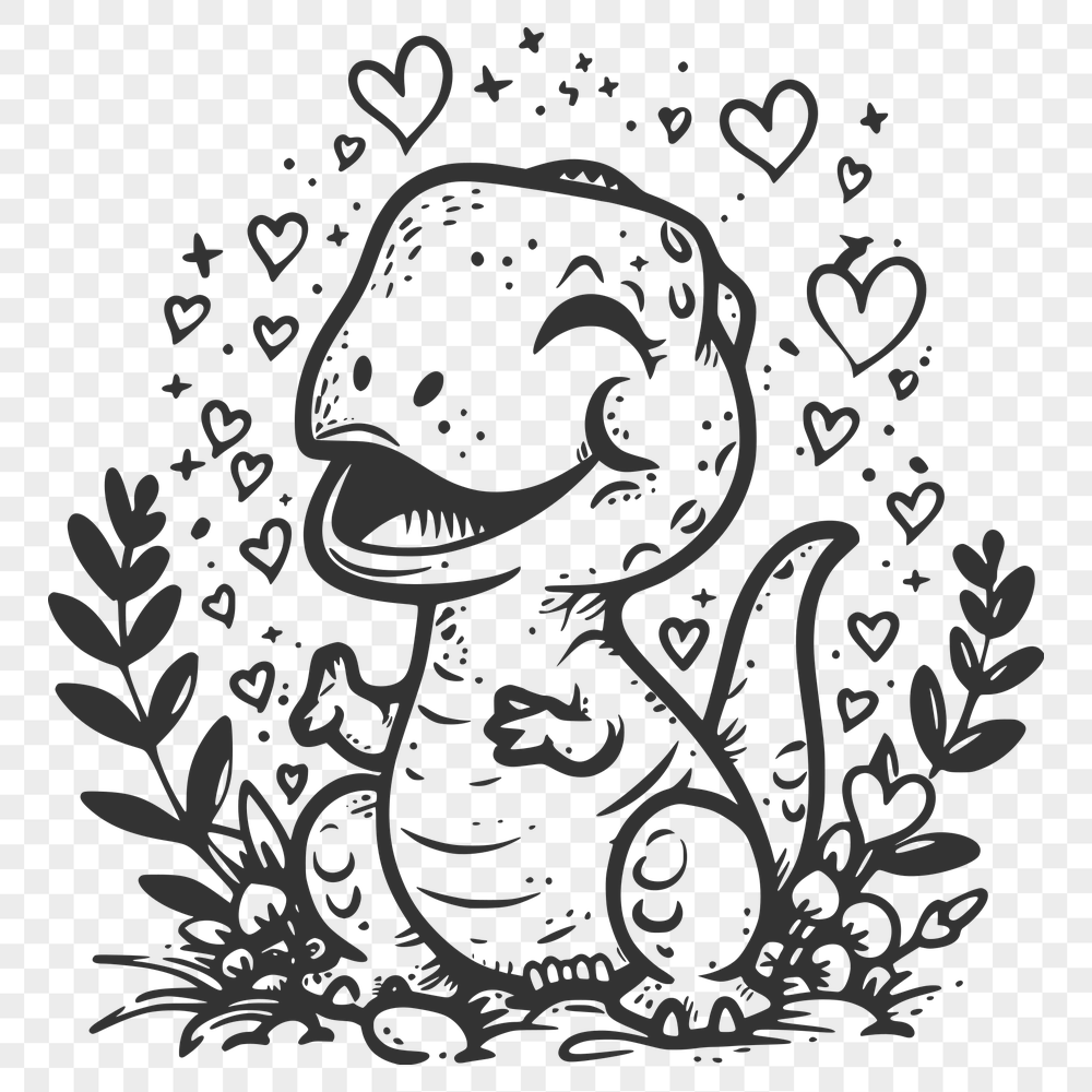 Beautiful Baby Dinosaur In SVG & PNG