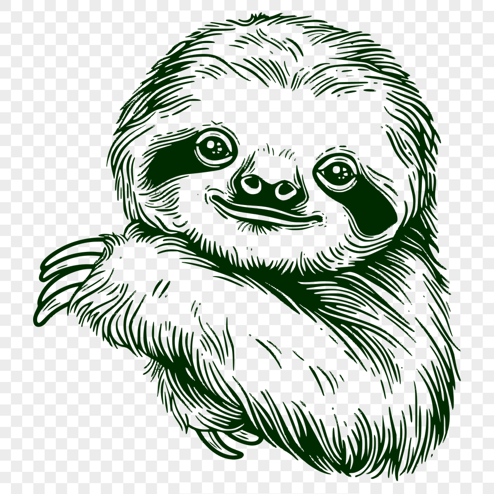 Free Beautiful Sloth Vector Art