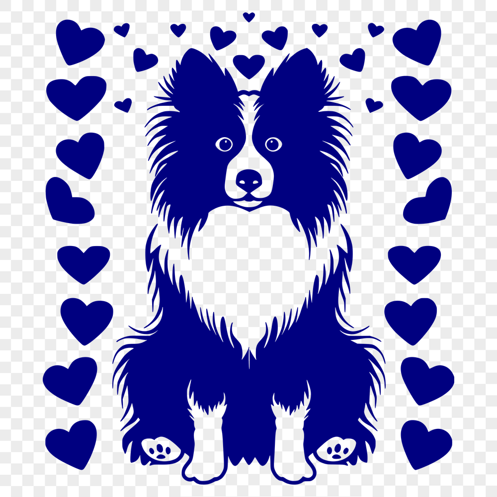 Artistic Sitting Shetland Sheepdog Vector Art