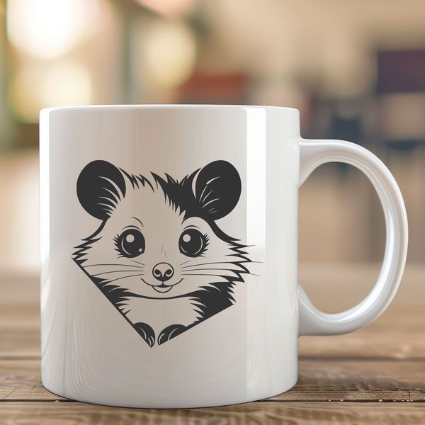 Cute Possum SVG Clip Art A possum in its natural habitat, illustrated as a vector graphic.
