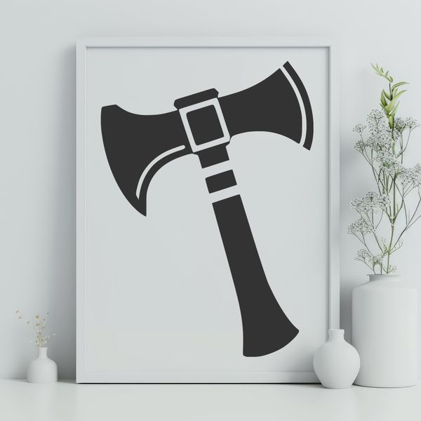 Traditional Axe Vector Illustration A stylized illustration of a traditional axe, suitable for vector design and cutting machine applications.