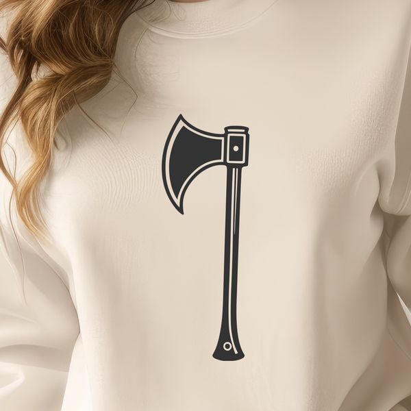 Hand-Held Axe Vector Graphic Vector illustration of a traditional hand-held axe, suitable for various design and crafting applications.