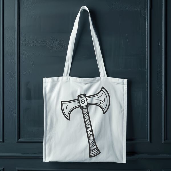 Hand Axe Vector Graphic An illustrated depiction of a hand axe tool made from high-quality vector graphics.