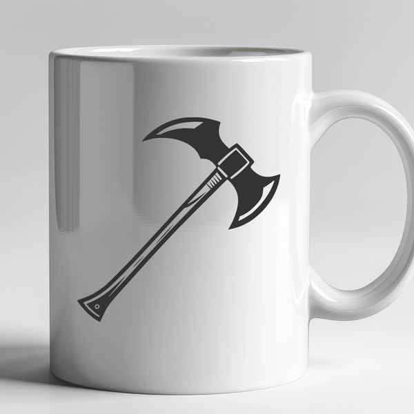 Woodworking Illustration A simple illustration of an axe, a common tool used for chopping wood or splitting logs.
