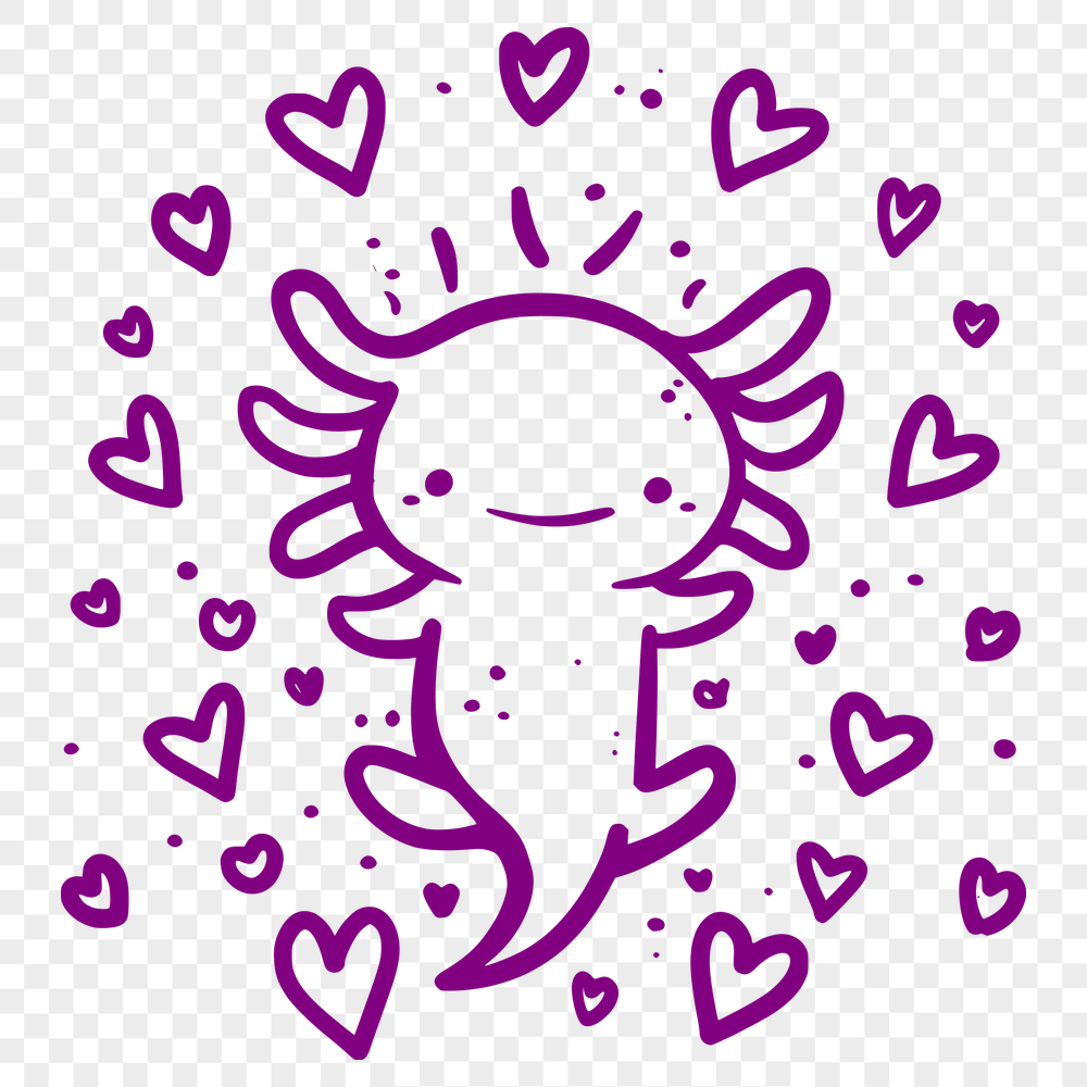 Beautiful Axolotl SVG, PNG, PDF And DXF Files