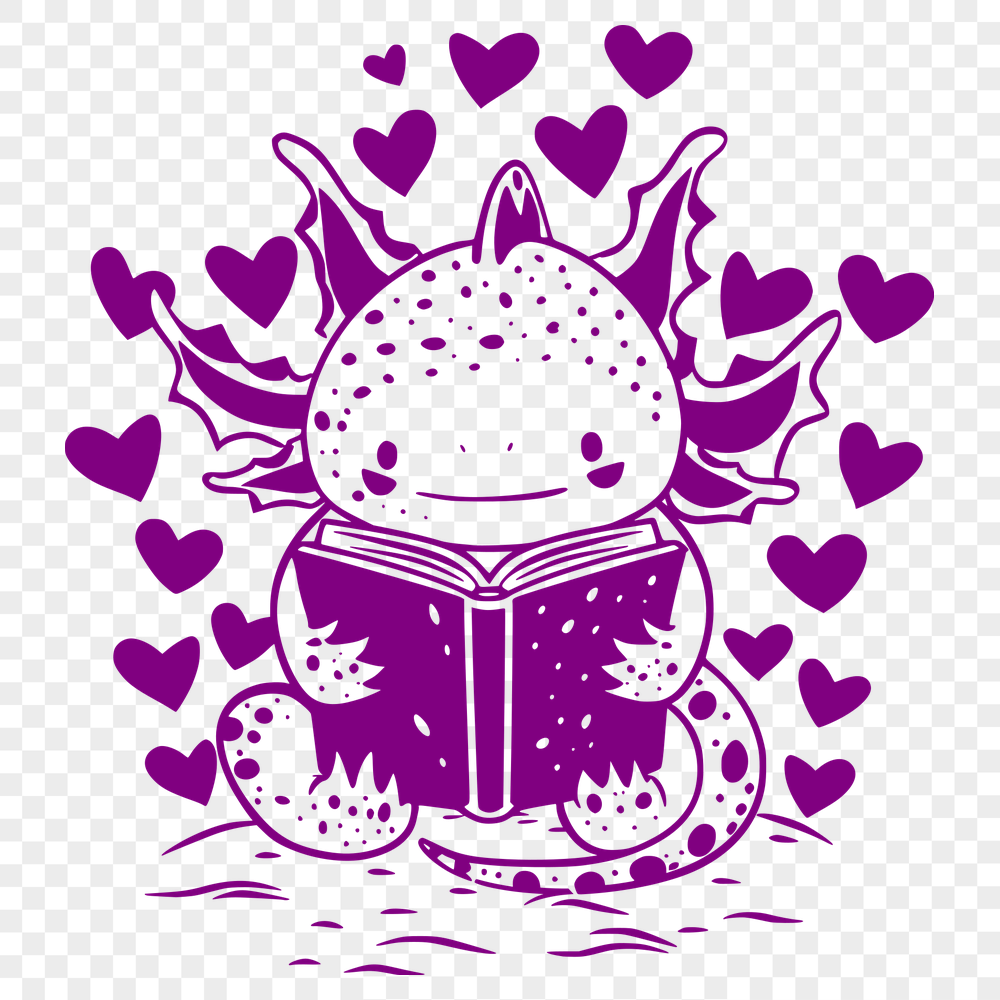 Artistic Axolotl Reading A Book