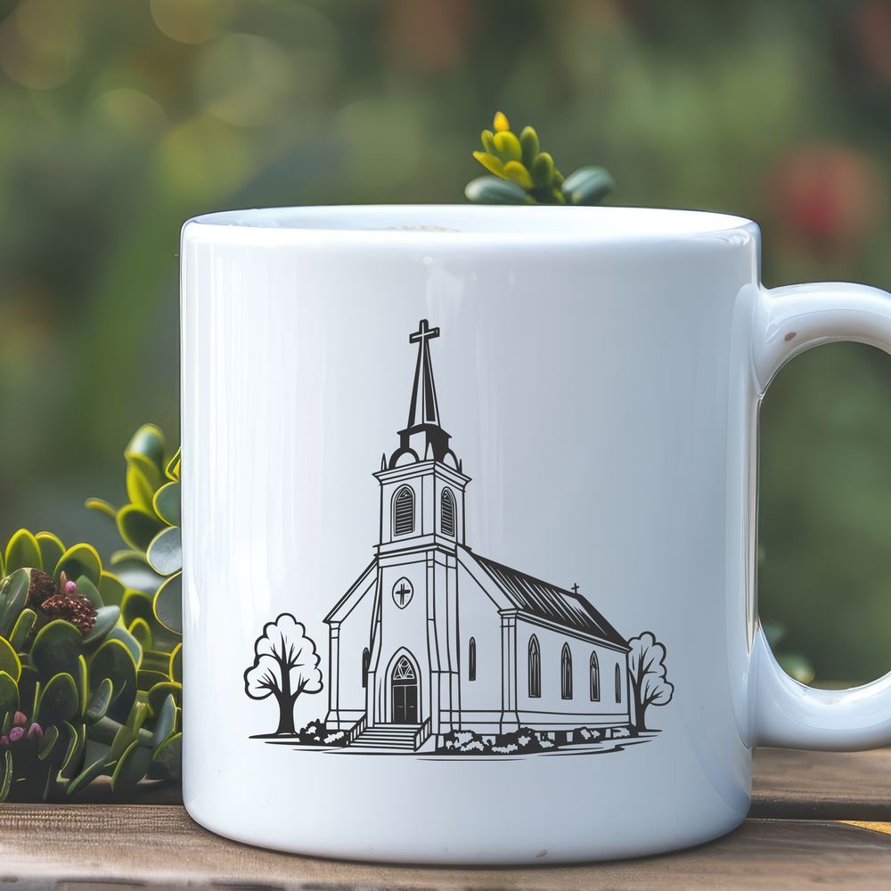 Free SVG Church Building Clipart A simple outline design of a Baptist church building, suitable for vector art and graphic design projects.