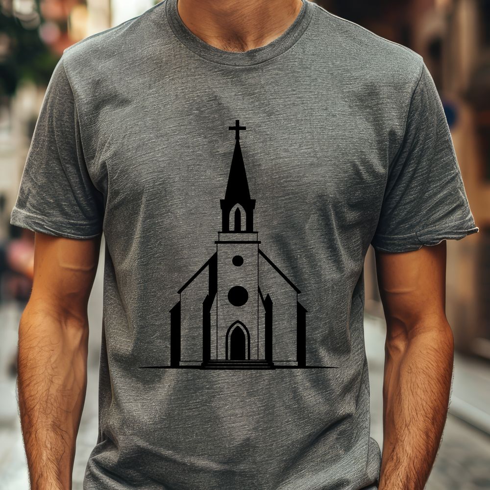 Beautiful Gothic Church Building Design A digital illustration of a traditional Baptist church building with a steepled roof and Gothic architectural details.
