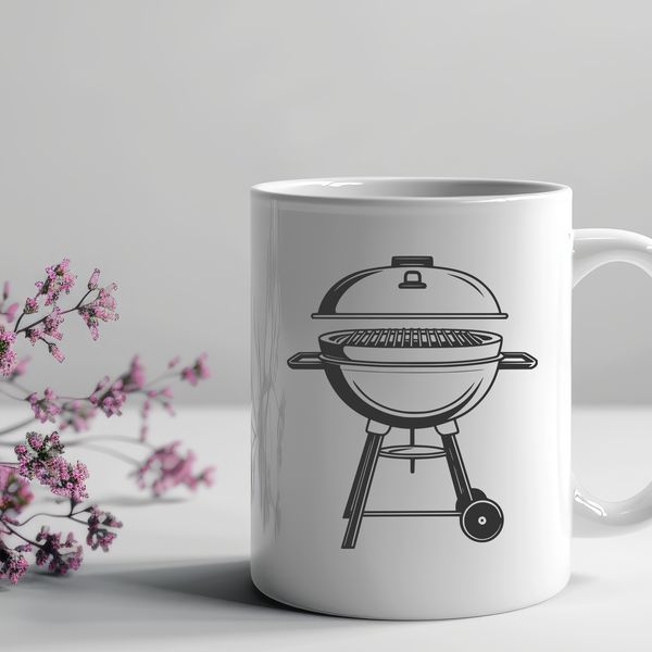 Tending to the Grill An illustration of a person tending to a grill with food on the barbecue.