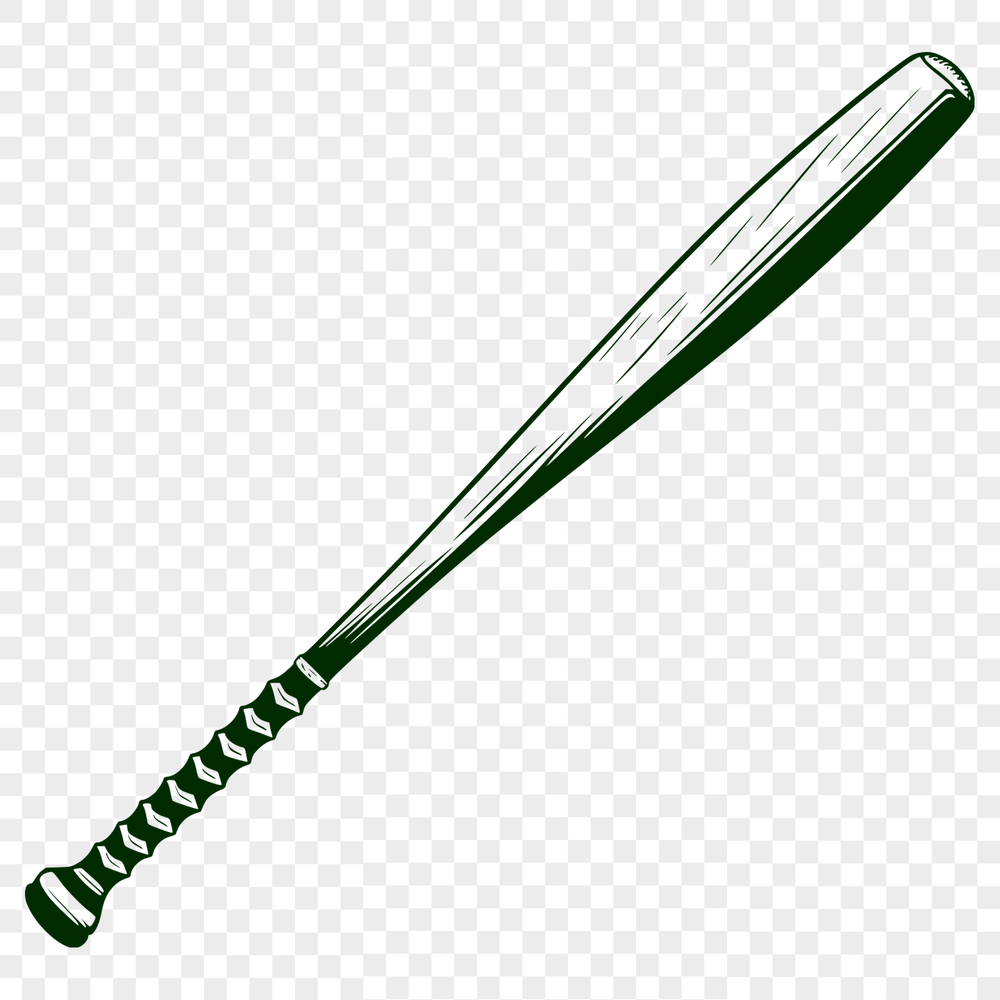 A detailed illustration of a baseball bat and ball, suitable for vector design projects.