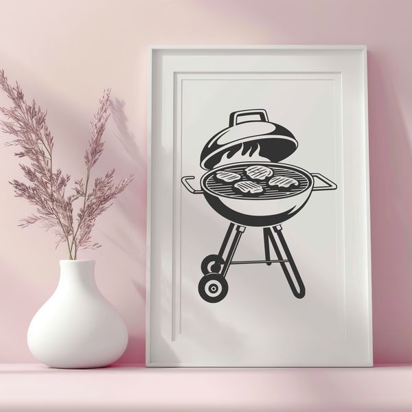 Backyard Cookout Graphic Vector Art A graphical representation of a backyard barbecue setup with various food items.