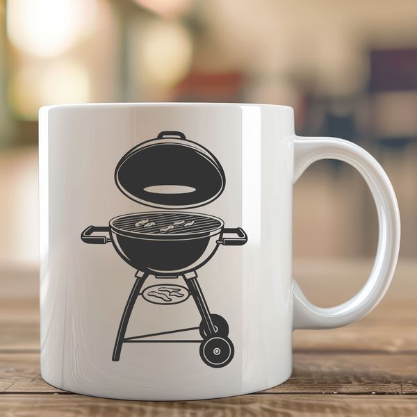 Sizzling Summer Grill Illustration A vector illustration of a charcoal grill with sizzling food on the grill, suitable for cutting machine designs.