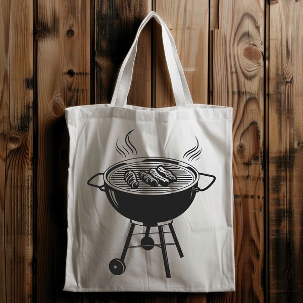 BBQ Fun Cartoon Style Graphics A cartoon-style illustration of a grill with sizzling burgers and hot dogs.