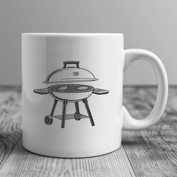 Outdoor Cooking Essentials Vector Graphic A vector graphic illustration of a barbecue grill with utensils and food.