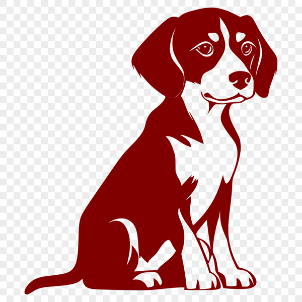Beagle Silhouette - Vector Illustration for Design Projects A full-body illustration of a sitting beagle dog, suitable for various design applications.