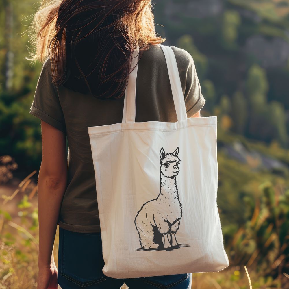 Alpaca Head Silhouette Vector Graphic An isolated vector graphic representation of a domesticated alpacas head profile suitable for design projects.