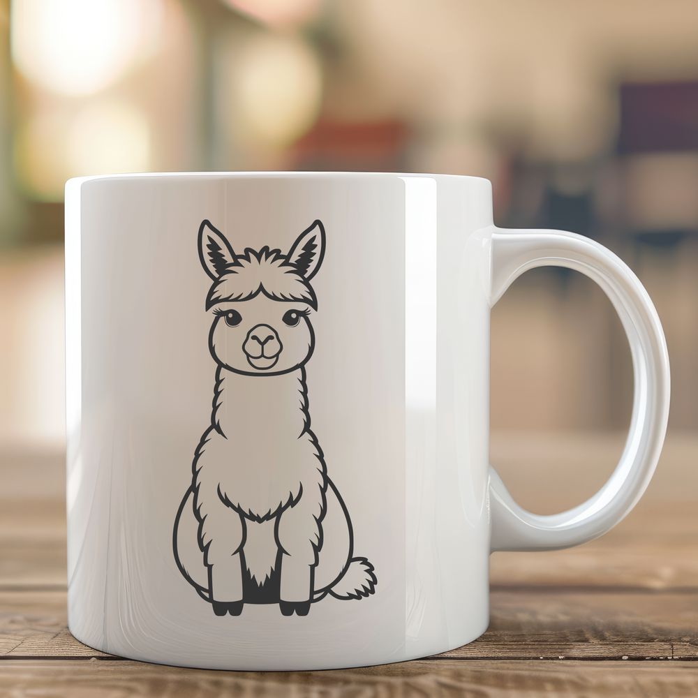 Whimsical Alpaca Face Illustration A close-up illustration of a South American camelid's face with soft fur and distinctive ears.